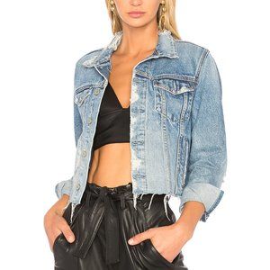 GRLFRND Cara cropped distressed denim jacket